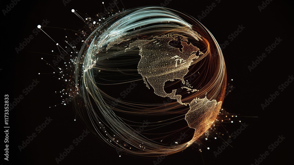 Aufkleber a globe with connected lines and data streams symbolizing worldwide internet video streaming service