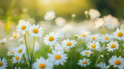 Fototapeta premium Nature's Delight: A Sunny Field of Daisies