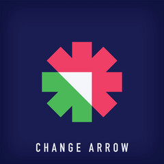 Different changing arrow design logo. Relocation and renovation company logo template. vector
