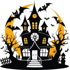 Halloween house silhouette icon isolated on white background 