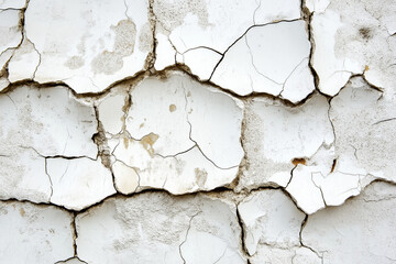 Obraz premium Texture of old white ceramic pottery or tile with cracks, white vintage textured background