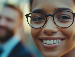 Smiling Woman with Glasses, Business Attire
