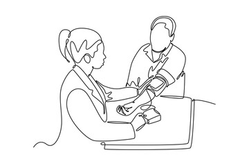 Patient Dynamic concept. Single line draw design vector graphic illustration.