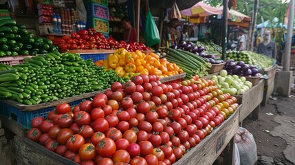 Obraz premium Stacked Vegetable at Market