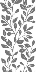 Stylish seamless pattern featuring gray leaves on a white background, perfect for textiles, wallpapers, and digital designs.