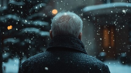 Solitary Figure in Snowstorm