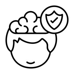 Protection Human Mind Outline Style Icon