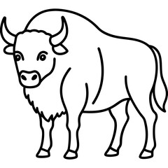 Cute Silhouette of a Bison line art vector cartoon illustration