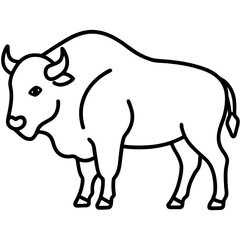 Cute Silhouette of a Bison line art vector cartoon illustration
