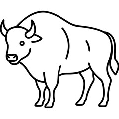 Cute Silhouette of a Bison line art vector cartoon illustration