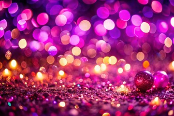Magical Magenta Bokeh: Festive Purple Abstract Background with Dreamy Blurred Lights