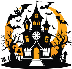 Halloween house silhouette 