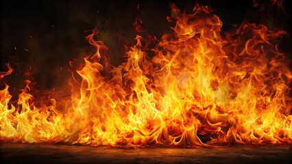 Fototapeta premium Blazing inferno on dark canvas, raging fire, flames, raging fire,flames