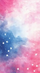 Naklejka premium Watercolor Galaxy Dreamy Pink Blue Stars