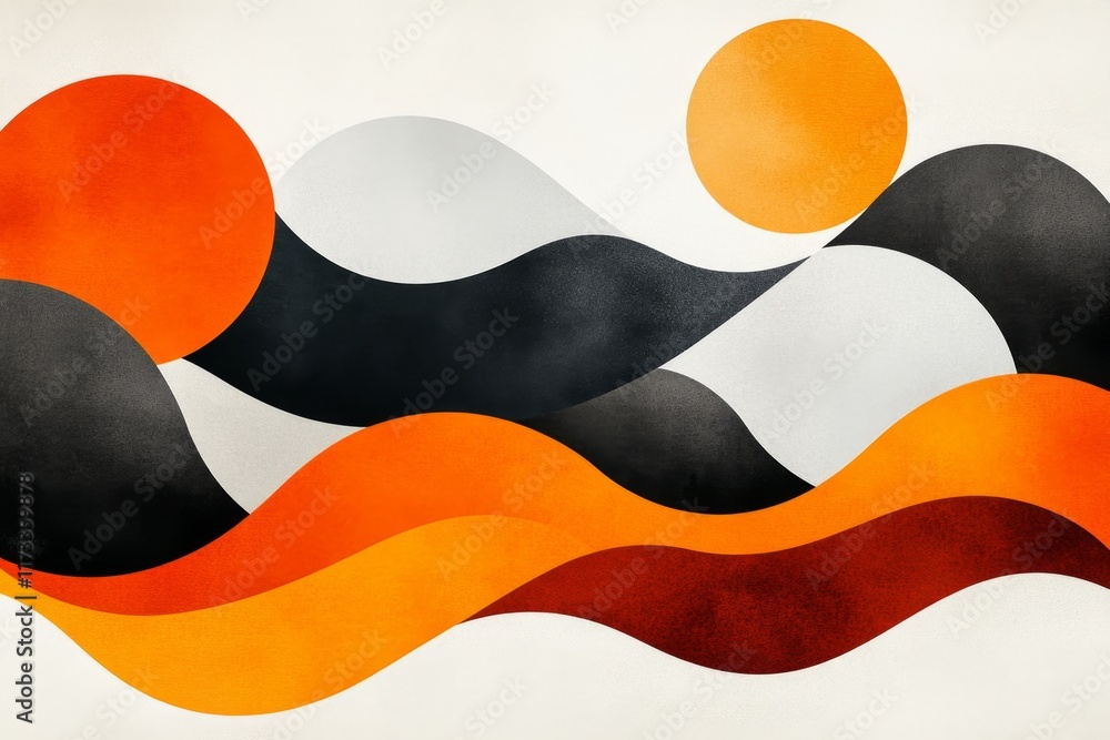 Poster A minimalist illustration of overlapping khaki wave patterns on a simple poster design