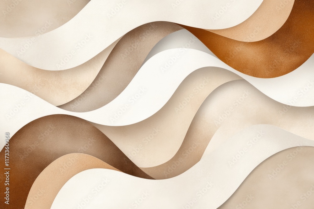 Aufkleber a minimalist illustration of overlapping khaki wave patterns on a simple poster design