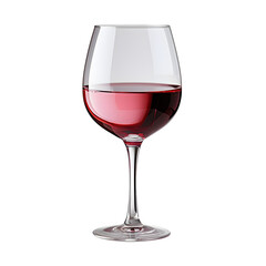 Glass goblet with wine drink or cherry juice on transparent background