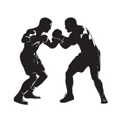 Men's Boxing Match Silhouette Vector Illustration