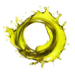 Round shape splash olive oil drops green on transparent background
