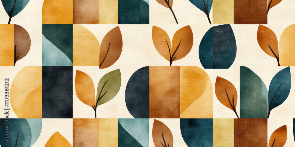 Poster seamless bohemian background, a rustic bohemian background featuring overlapping elements, designed 
