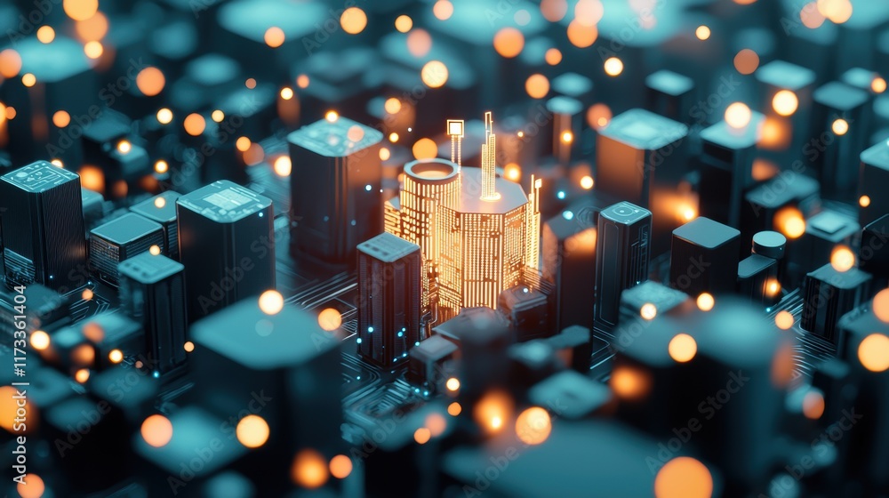 Poster a futuristic cityscape with interconnected devices and holographic data streams, symbolizing the fut