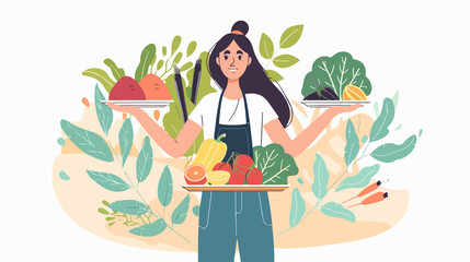Vegan Landing Page Template with Young Female, Plant-Based Lifestyle Promotion