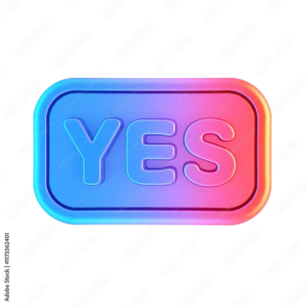 Poster yes button isolated on transparent background