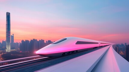 A high-speed train speeding along a modern rail network, connecting cities and facilitating efficient passenger travel.