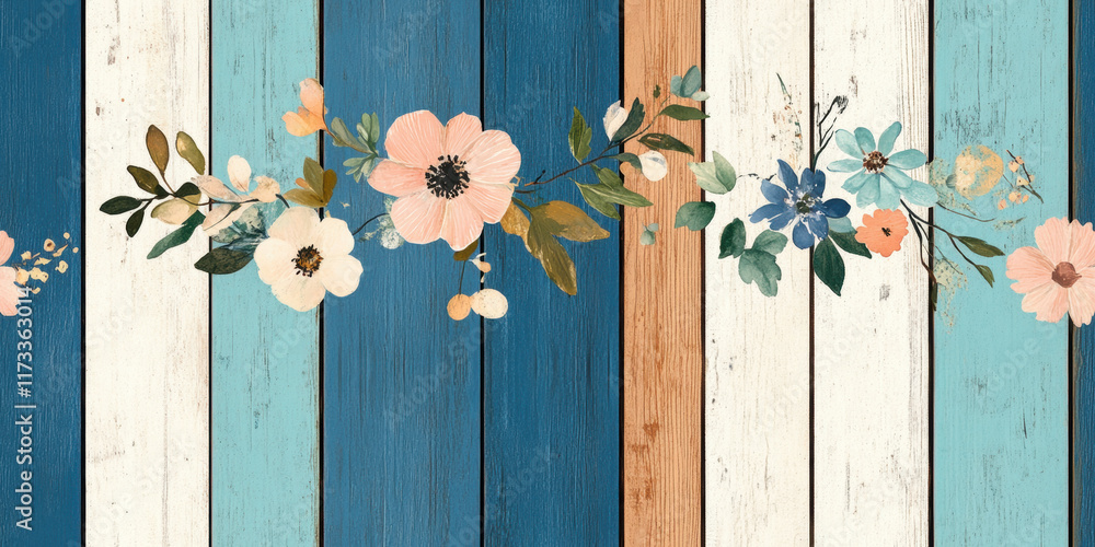 Poster seamless bohemian background, a rustic bohemian background featuring wooden textures, ideal for desi