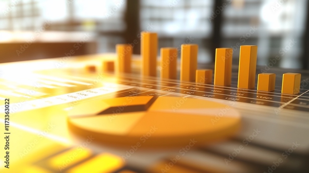 Poster Close-up of financial charts and graphs showing business growth and data analysis.