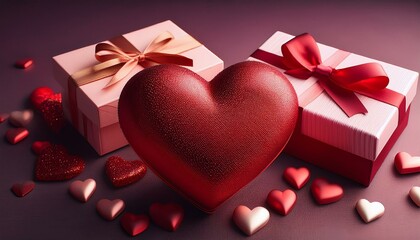 omantic Rose-Filled Heart with Decorative Hearts – Perfect for Valentine's Day