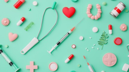 A close-up shot of medical equipment like stethoscopes, syringes, and IV drips, representing the tools and technologies used in healthcare to diagnose and treat illnesses.