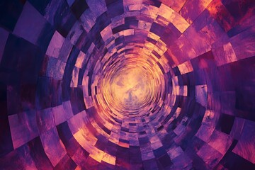 Abstract Purple and Orange Tunnel Pattern Design