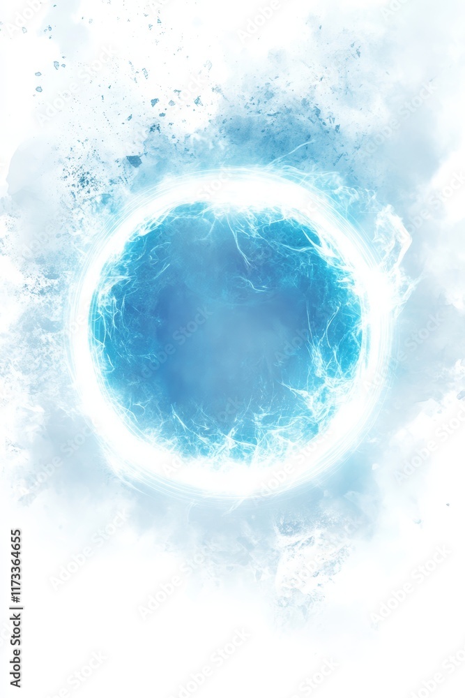 Poster a vibrant abstract image featuring a glowing blue energy sphere surrounded by dynamic electric patte