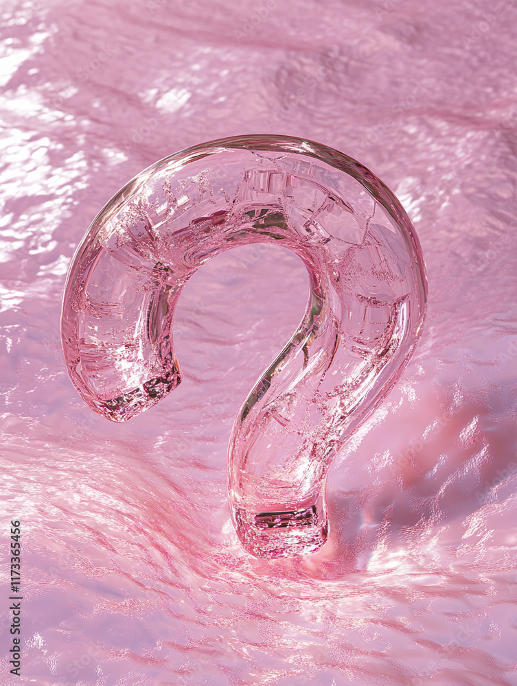 Poster Crystal large question mark on shimmering pink textured background with elegant design