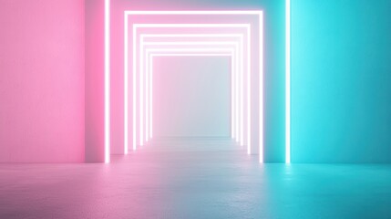 Fototapeta premium Abstract photograph of neon lights streaking through a darkened urban environment, creating a sense of speed, energy, and futuristic vibes.