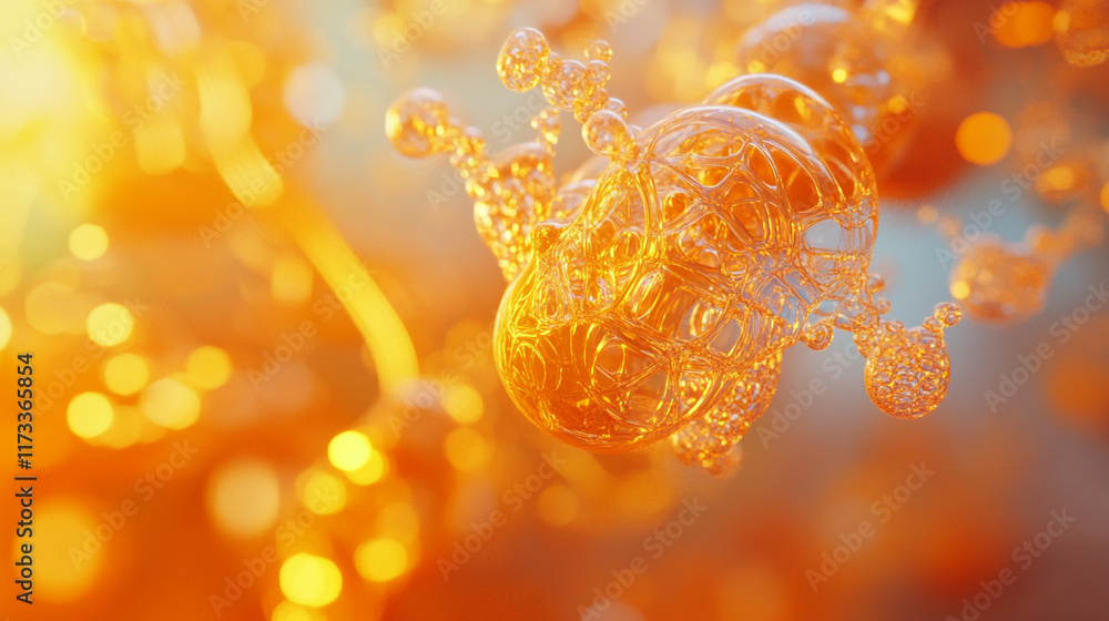 Poster bubbles floating in an orange glow during a vibrant sunset in a natural setting