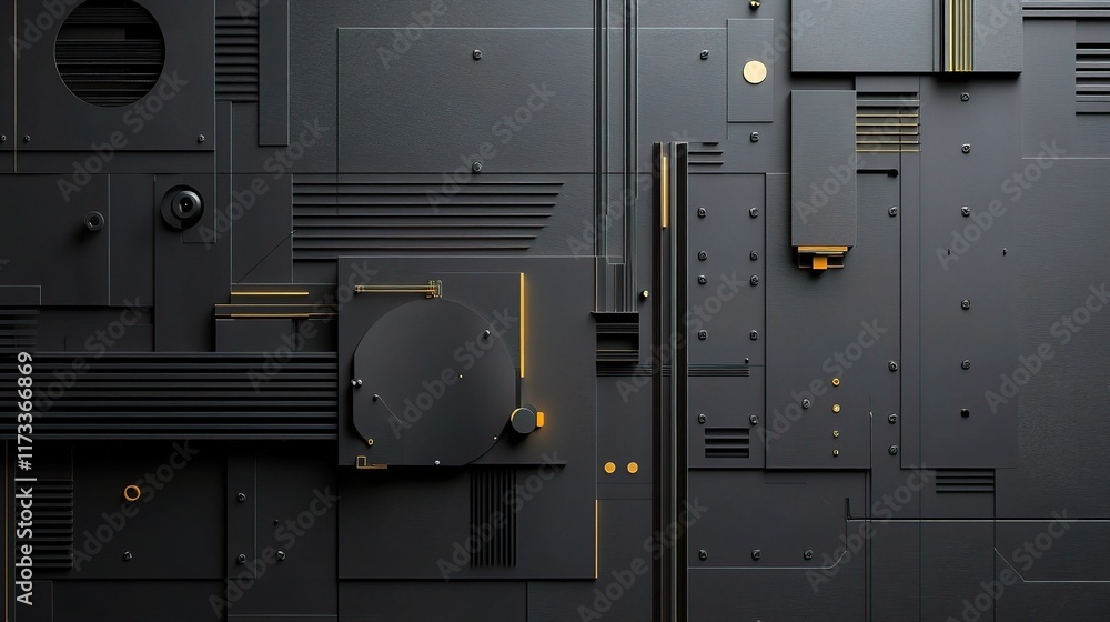 Poster textured gray industrial background with abstract design elements