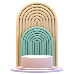 Fototapeta premium Cylinder Podium With Double Repetitive Backdrop