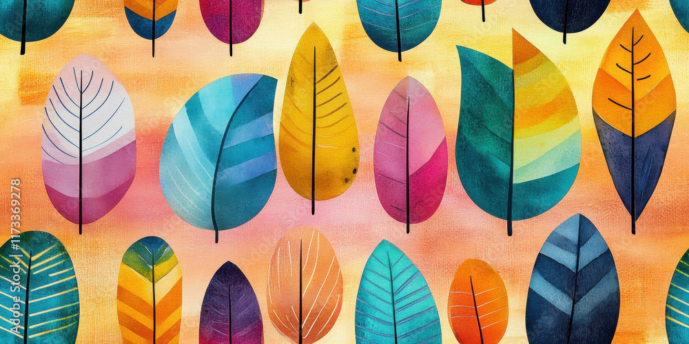 Poster seamless bohemian background, a whimsical bohemian background image featuring floating elements, des