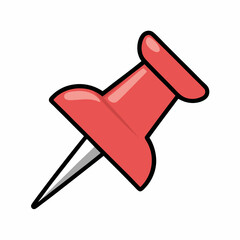 Minimalist Red Push Pin Vector Design.