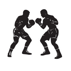 Silhouette Vintage Matching Boxing Vector Illustration