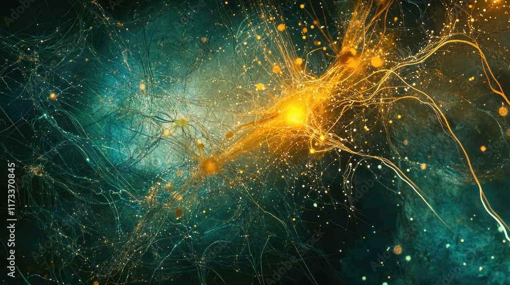Poster Abstract information network concept, with streams of data and a virtual museum experience displayed on futuristic digital interfaces