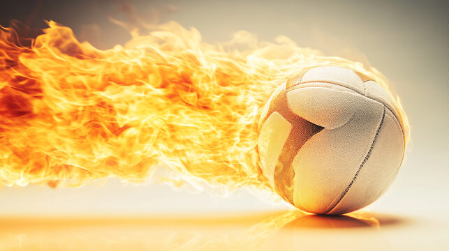 Fire ignites as volleyball rolls across the court in a dramatic display