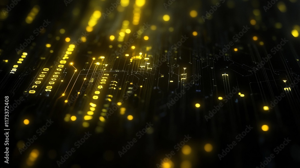 Aufkleber Abstract glowing circuit board with binary code.