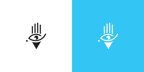 Obraz premium Hand eye logo design with modern concept premium vector