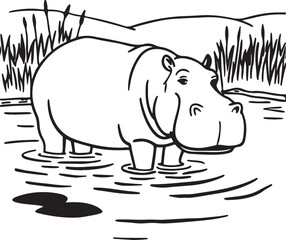 hippopotamus silhouette vector art