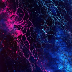Colorful Abstract Background Featuring Network of Textures and Digital Patterns in Blue and Pink Hues