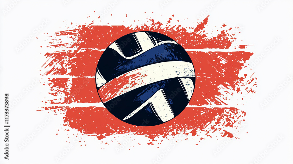 Poster volleyball graphic design featuring a unique color scheme and textured background