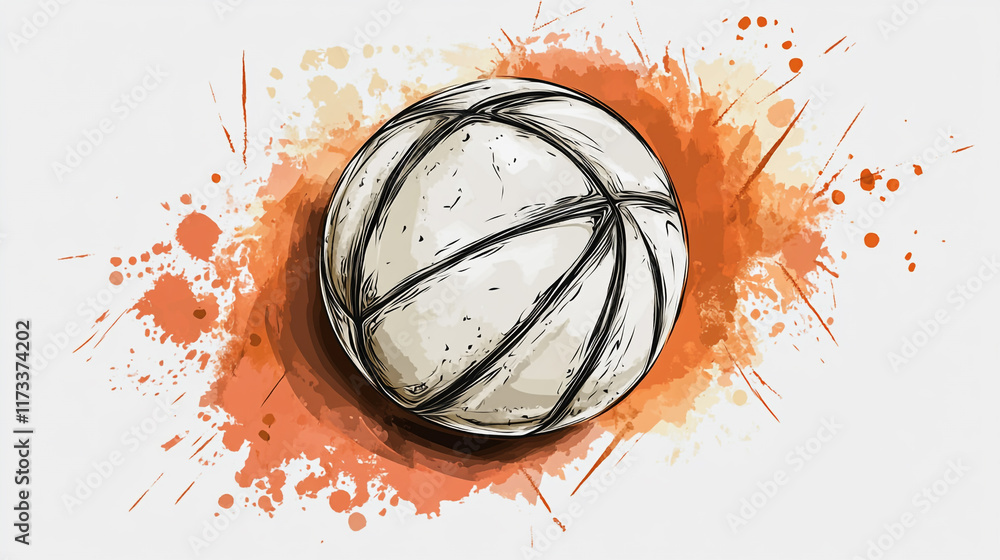 Poster practice session highlights with a basketball and artistic splash of color